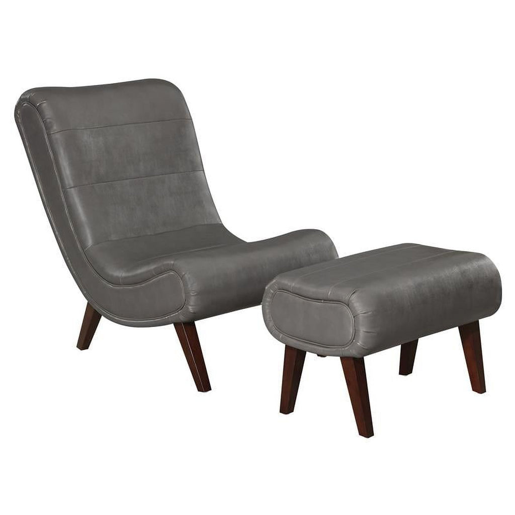 Pewter Faux Leather Lounger with Ottoman R440752