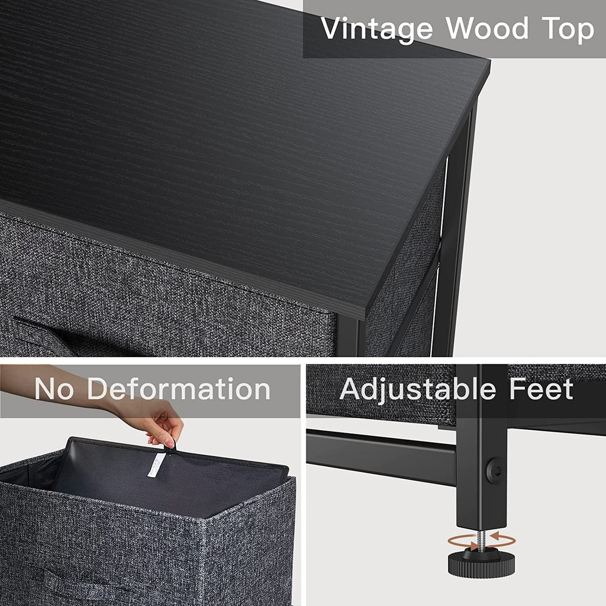 5 Drawer Fabric Storage Dresser with Wood Top Q463555