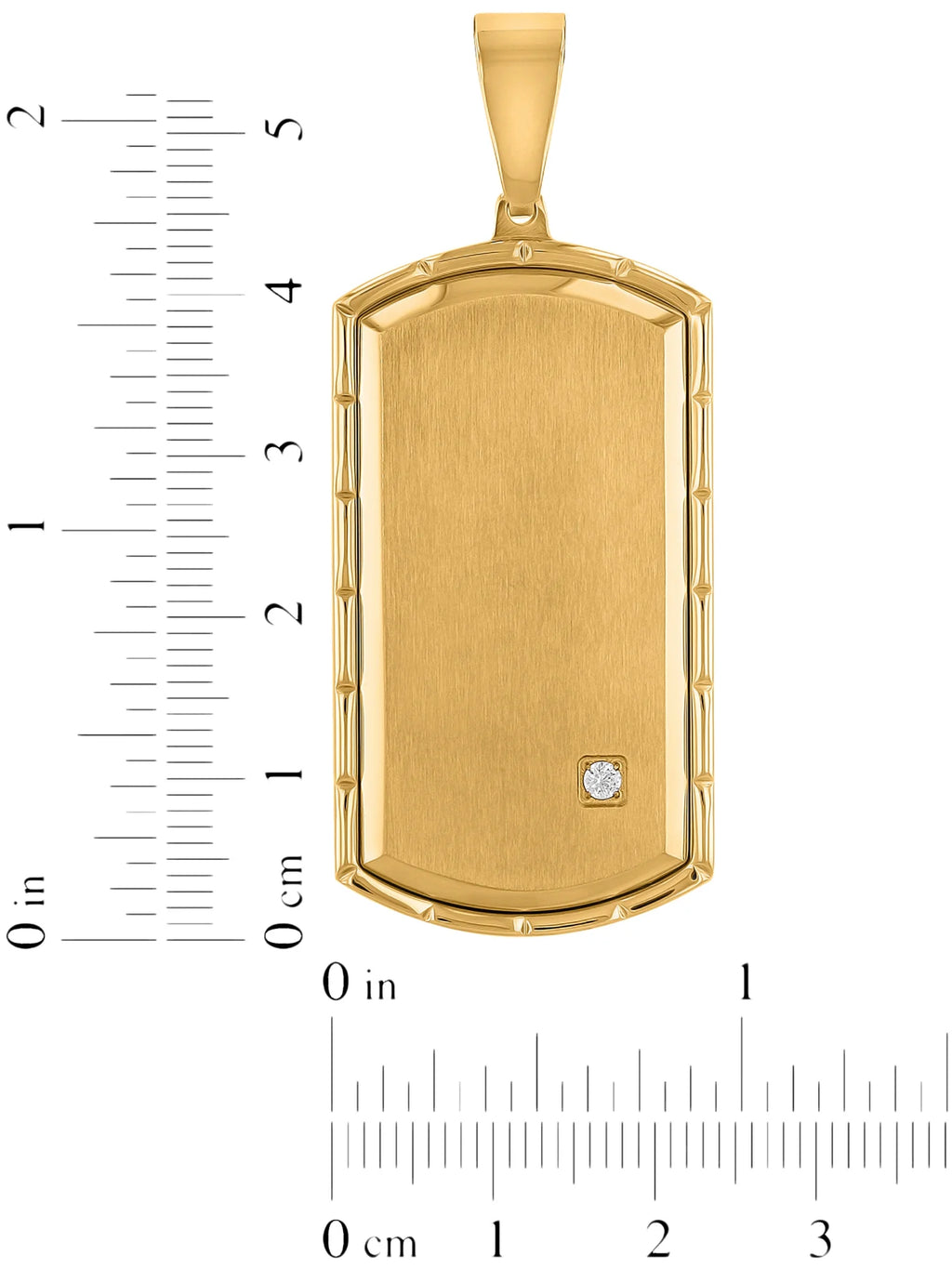 Men's Gold-Tone Stainless Steel Cubic Zirconia Dog Tag Pendant Necklace H486012