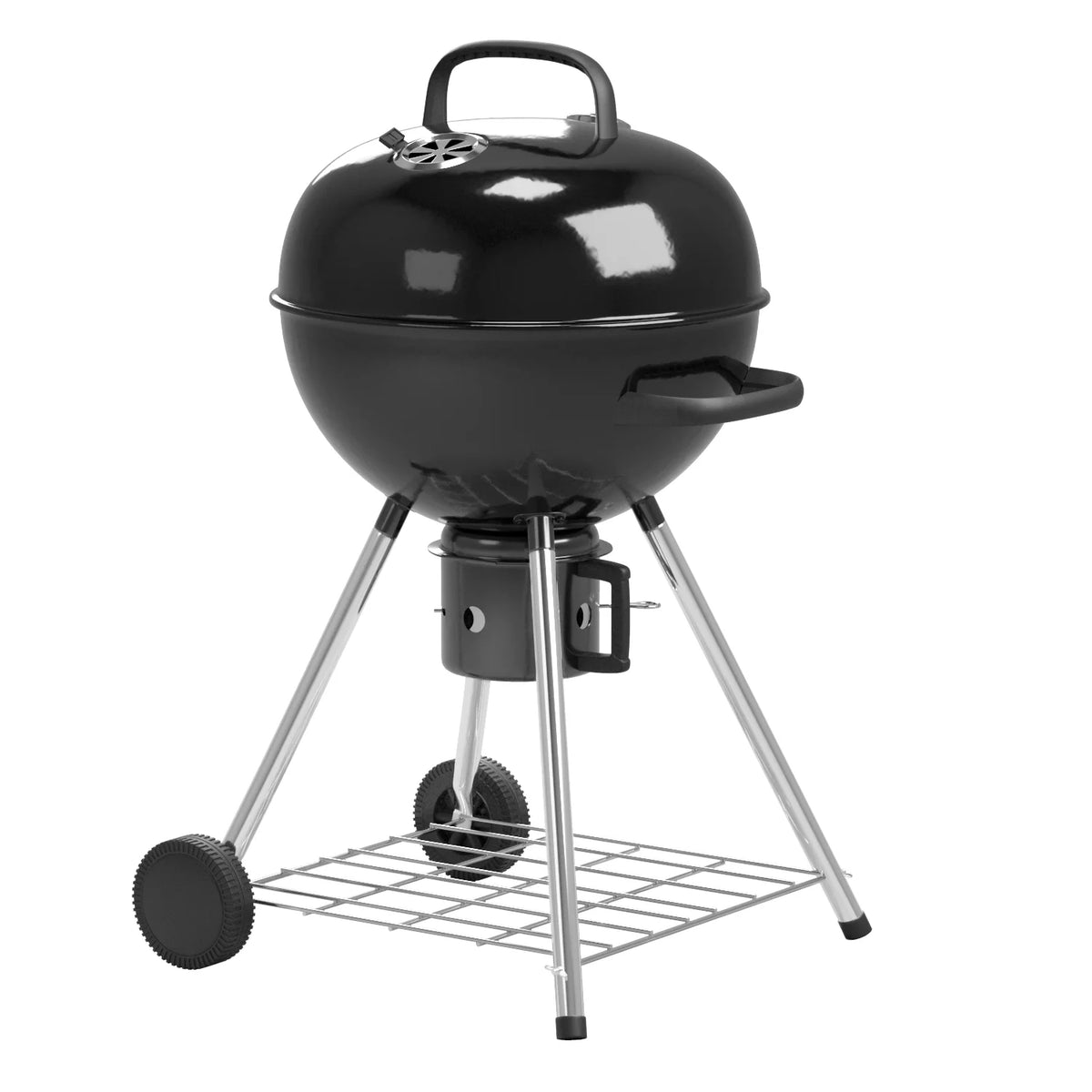 29” Black Outdoor Charcoal Grill with Side Shelf and Wheels X90320