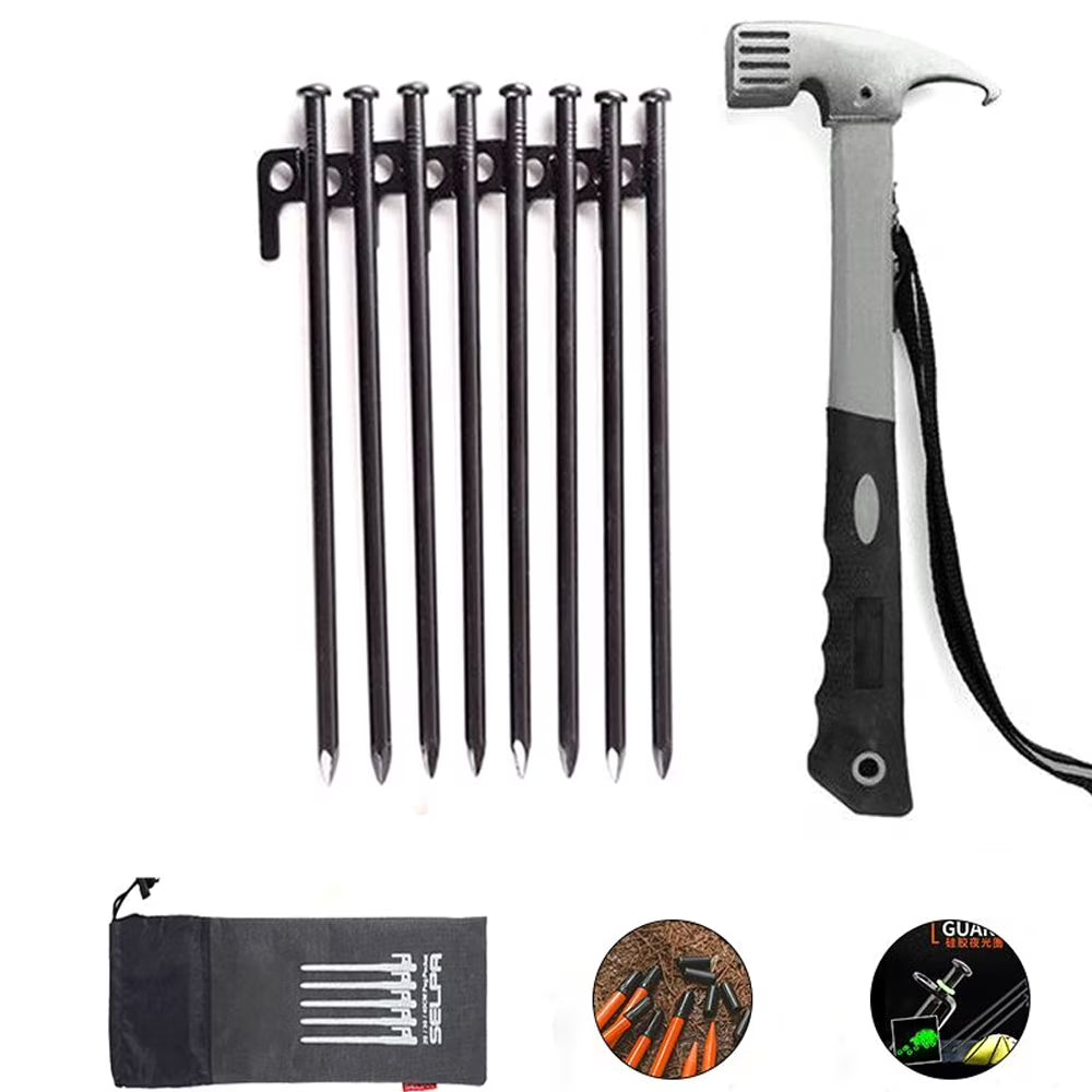 Tent Stake Kit with Steel Pegs and Hammer B9079