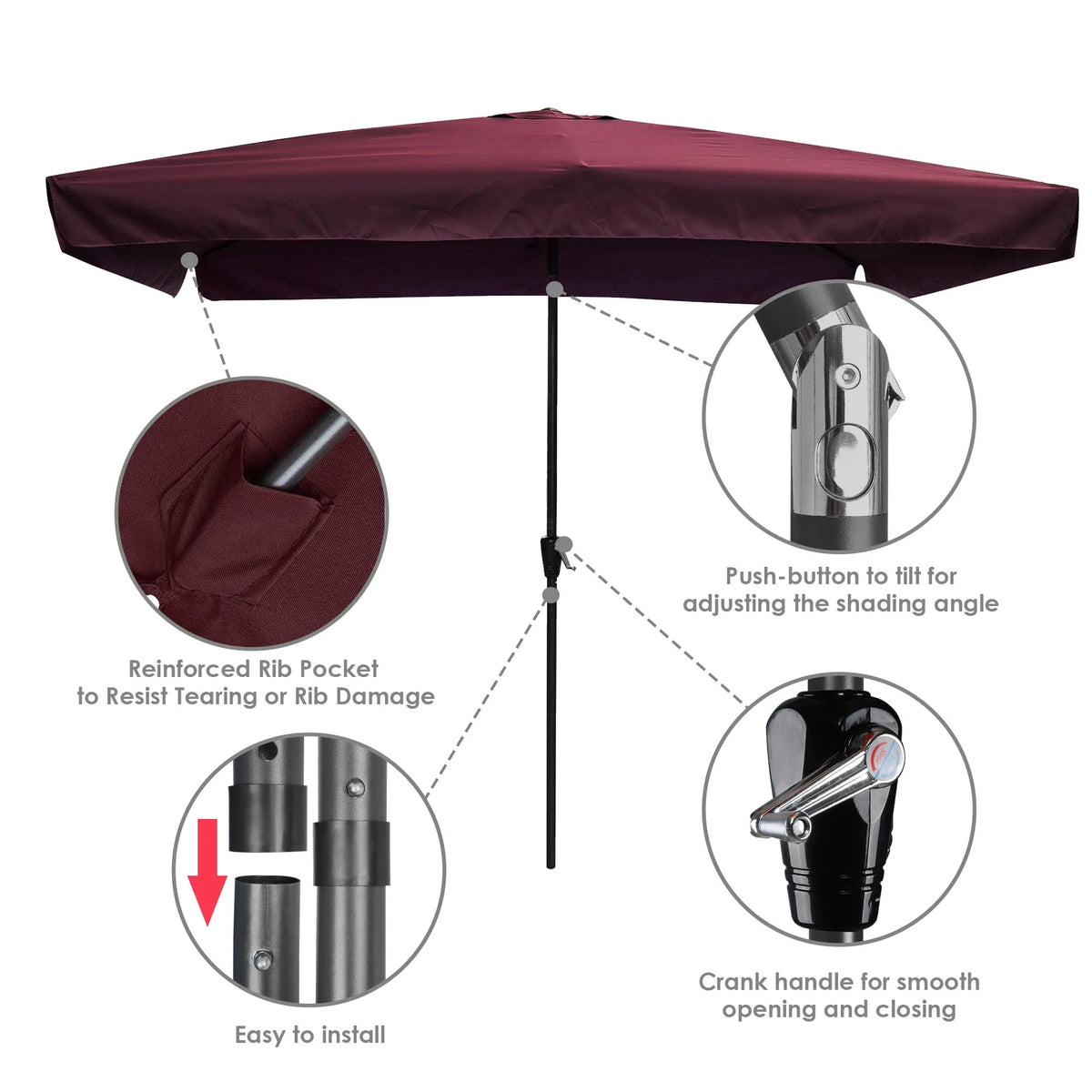 10 Ft 3 Tier Patio Umbrella with Crank Handle V9220