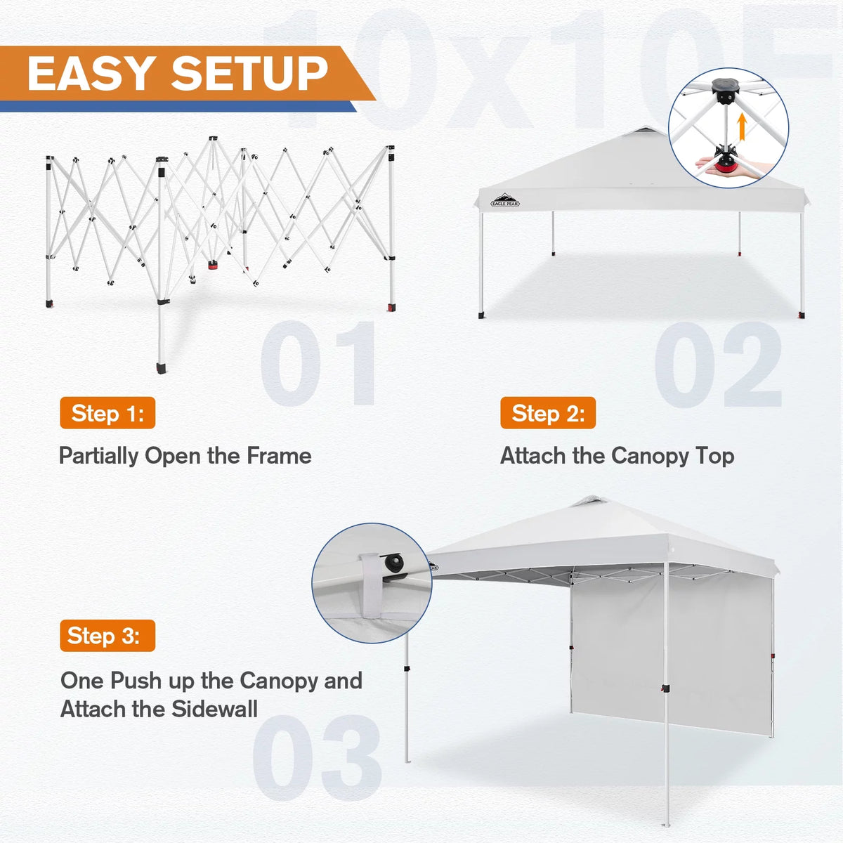 10 x 10 Pop up Canopy Tent with Detachable Sidewall D2042