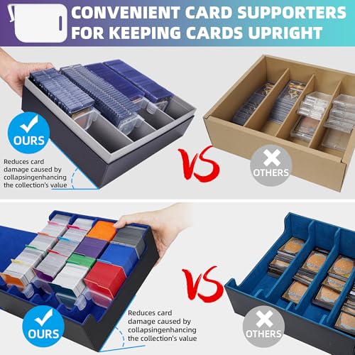 Trading Card Storage Box with 48 Dividers, Black Blue C252
