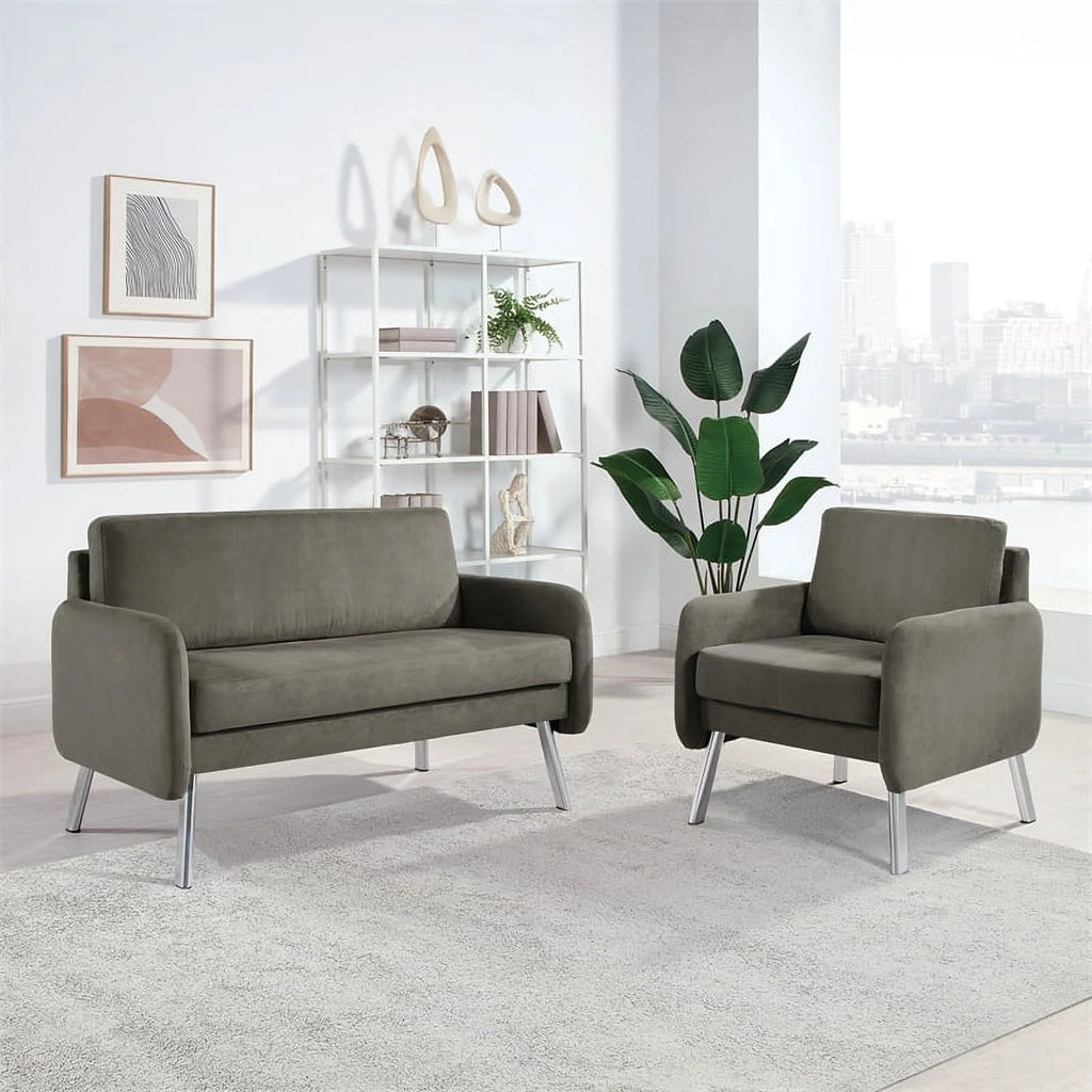 Charcoal Fabric Lounge Chair with Chrome Legs H977176