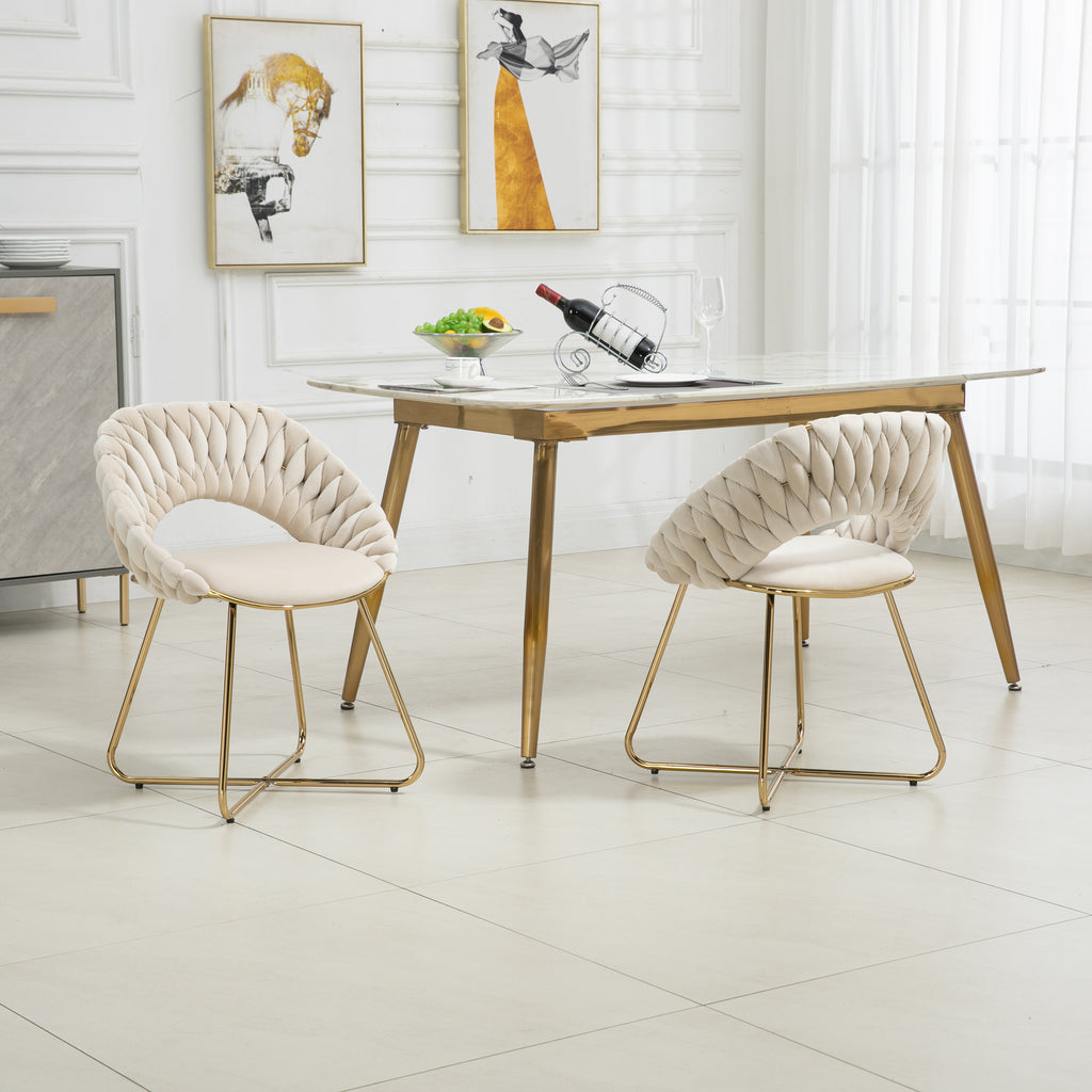 Velvet Accent Chairs Set of 2 with Gold Legs E1283