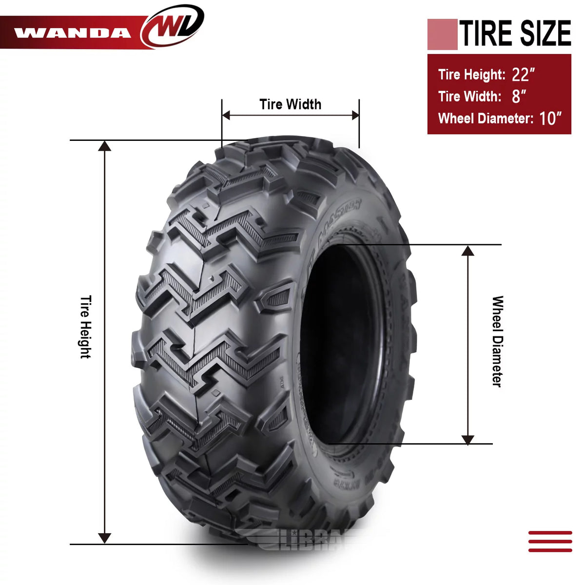 2 New ATV UTV Tires 22X8-10 4PR D6142