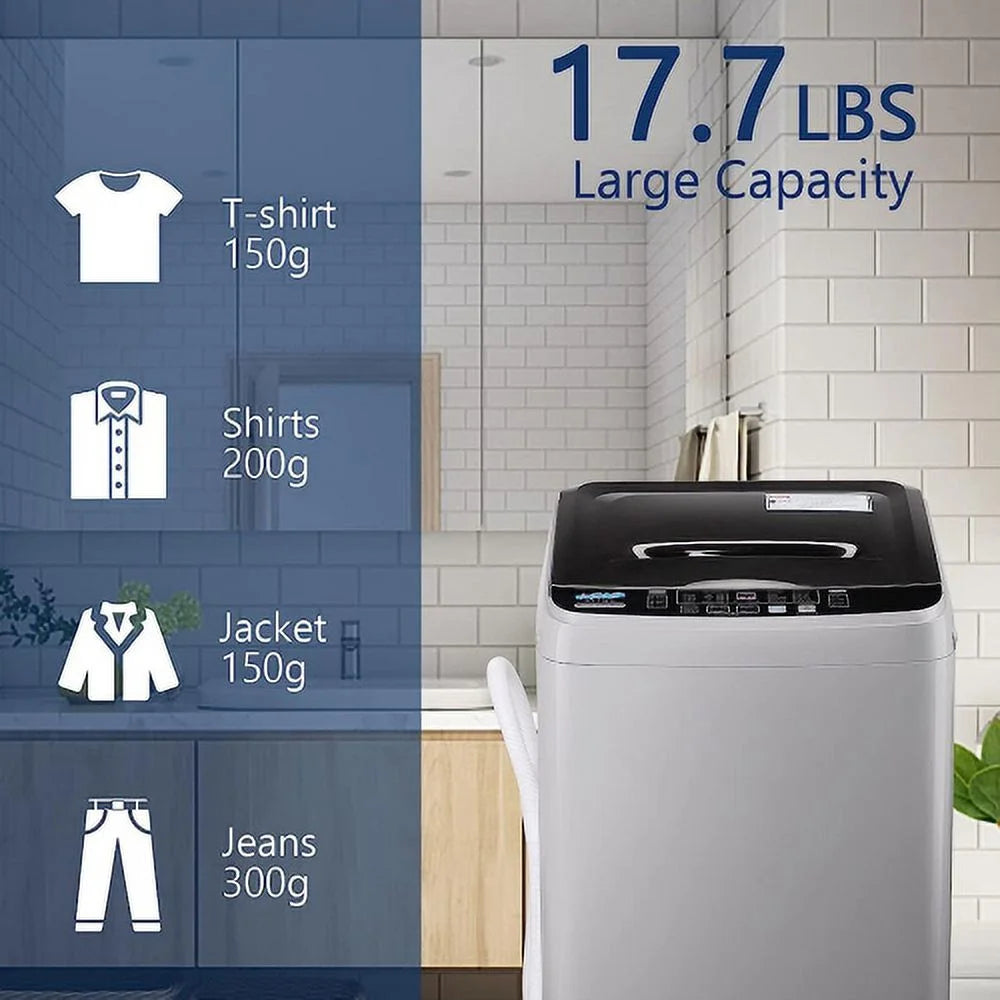17.7 lbs Portable Compact Washing Machine with Drain Pump P9601