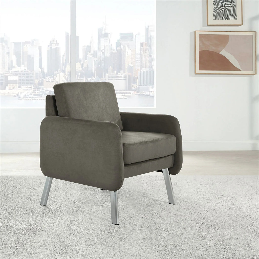 Charcoal Fabric Lounge Chair with Chrome Legs H977176