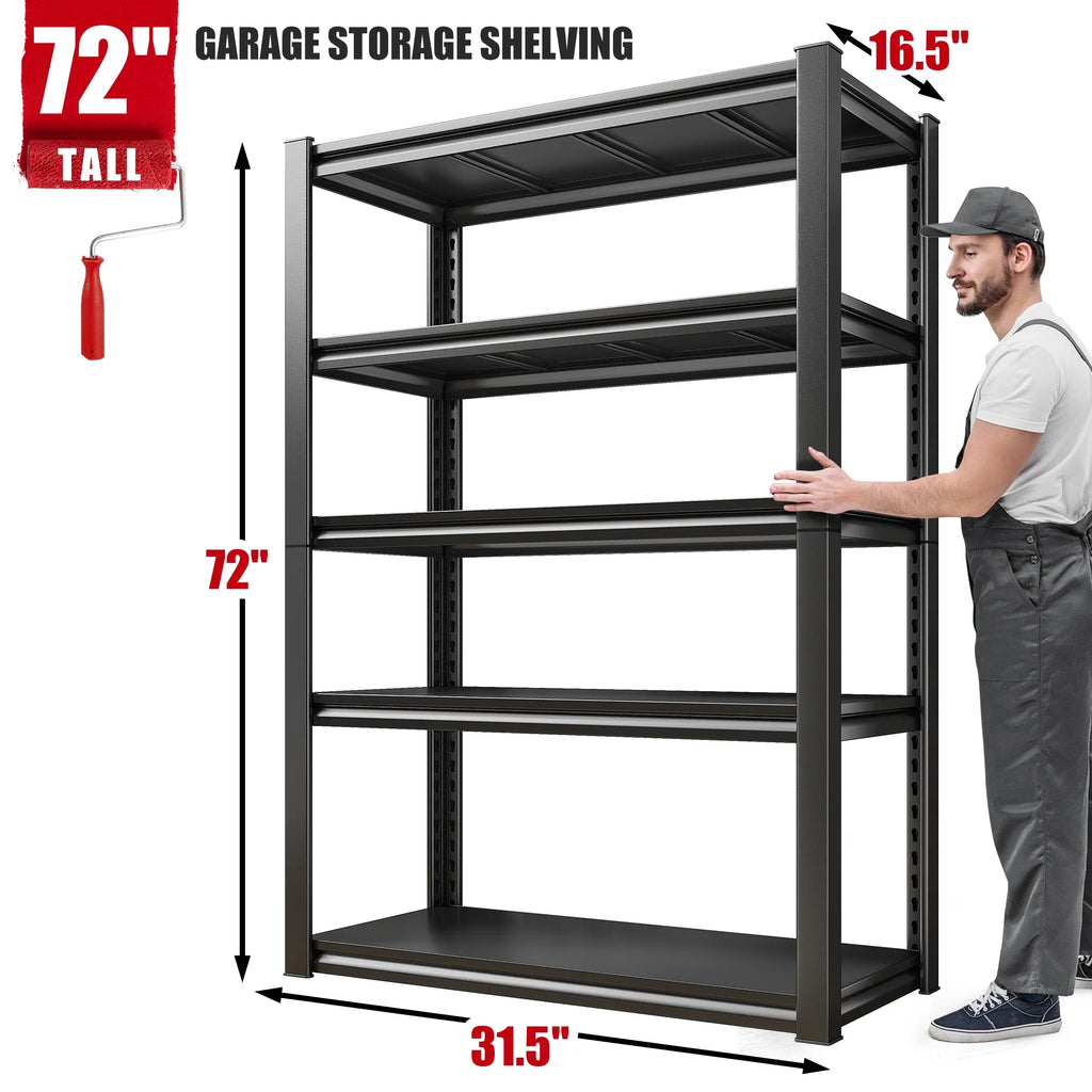 5-Shelf Heavy Duty Adjustable Metal Shelving Unit Black Q407