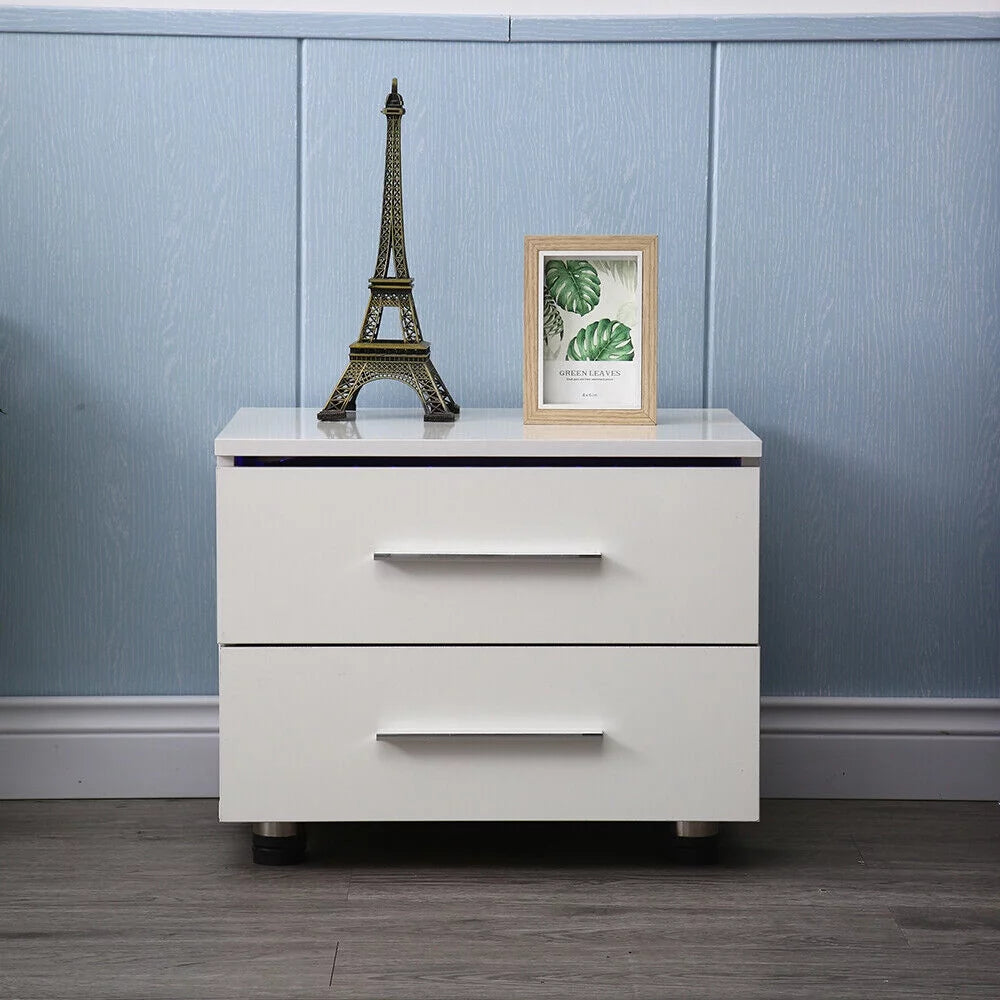 High Gloss 2 Drawer Nightstand Z848
