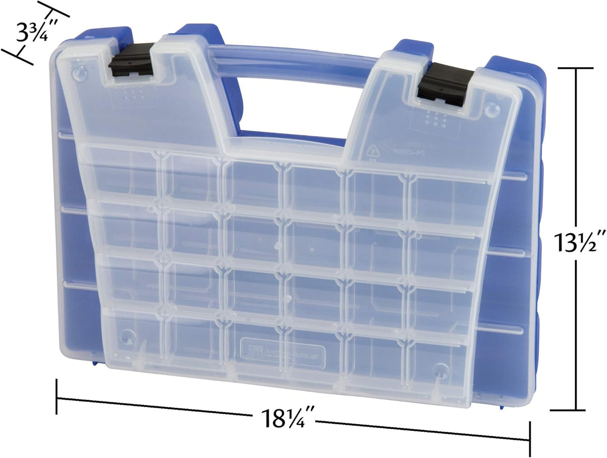 Multi Compartment Hardware and Crafts Portable Organizer Storage Case, Blue Pack of 2 B138473