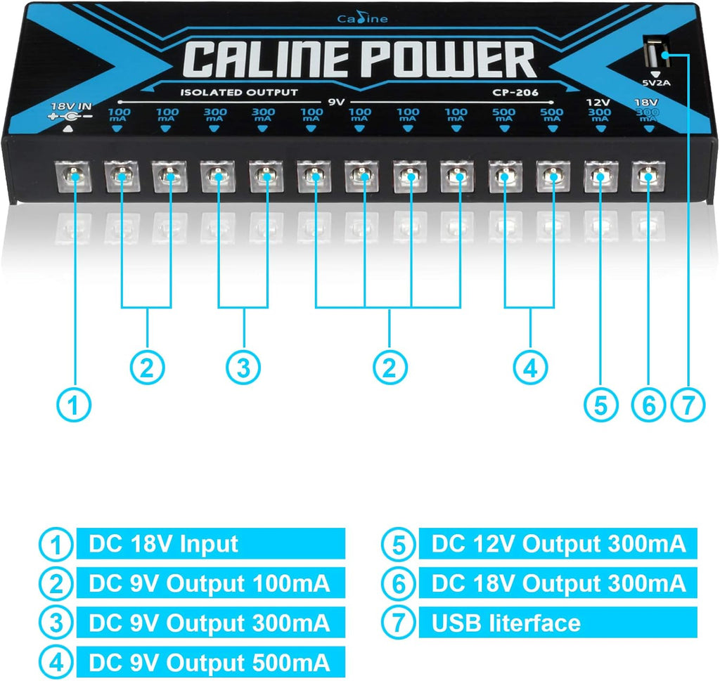 12 Isolated DC Output Guitar Pedal Power Supply H9539