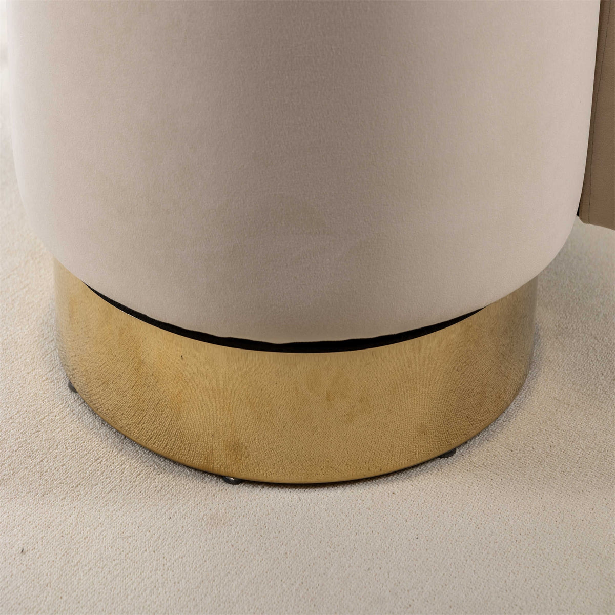 Beige Velvet Swivel Barrel Accent Chair P53859
