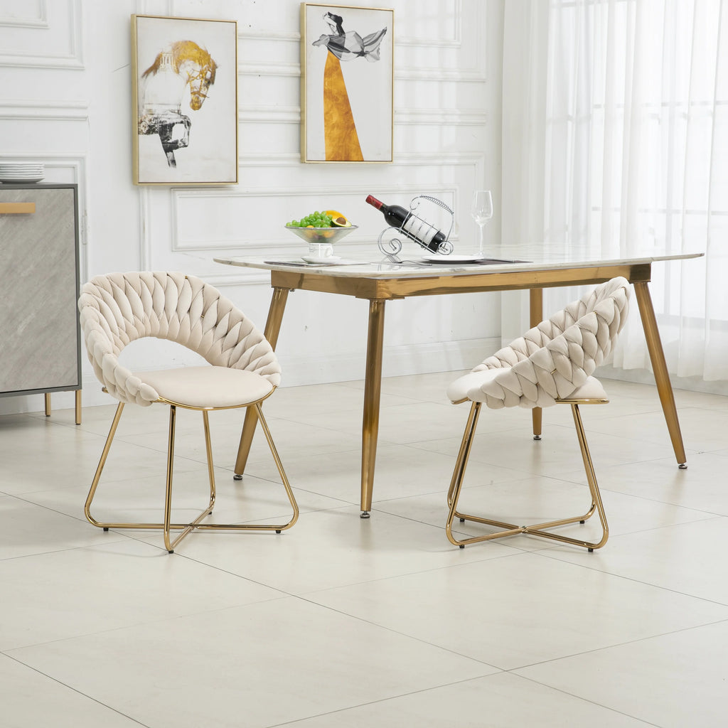 Velvet Accent Chairs Set of 2 with Gold Legs E1283