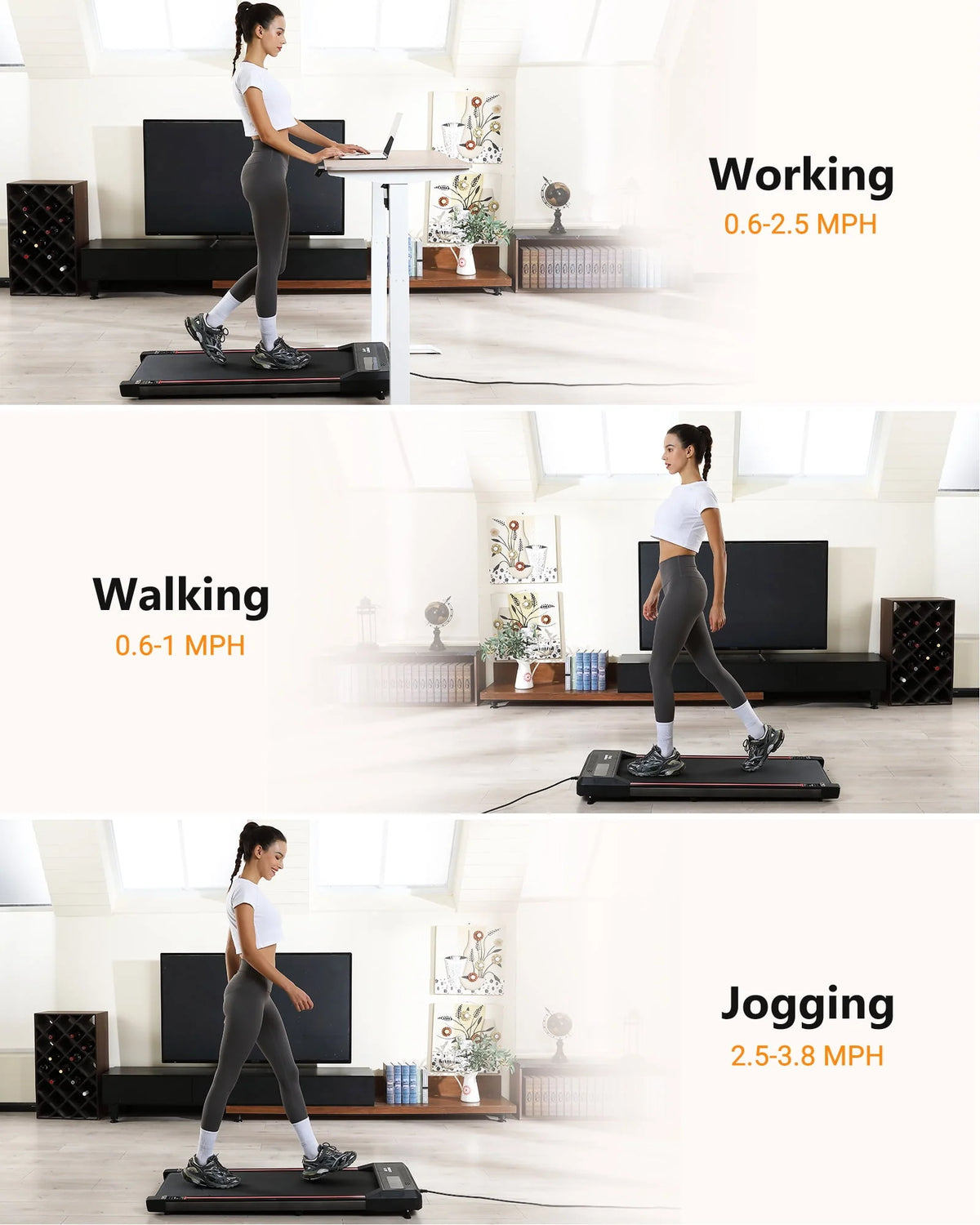 2.5 HP Under Desk Treadmill with Remote Control U13411