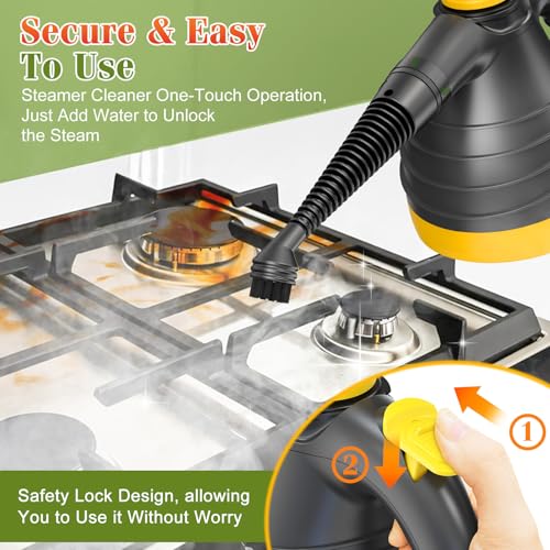 1050W Handheld Pressurized Steam Cleaner with 9 Accessories I349