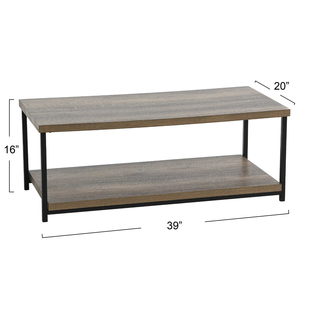 Brown Coffee Table with Storage Shelf V1695