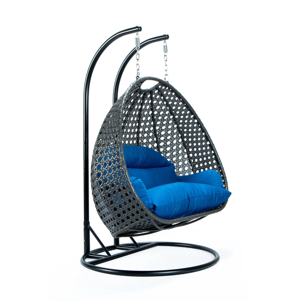 Blue Wicker Hanging Egg-Shaped Swing Chair N972268
