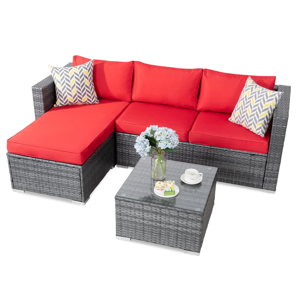 3 Piece Aegean Blue Outdoor Sectional Sofa Set C58234