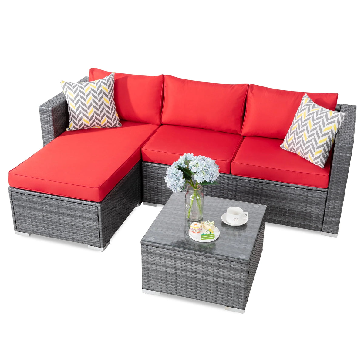 3 Piece Aegean Blue Outdoor Sectional Sofa Set C58234