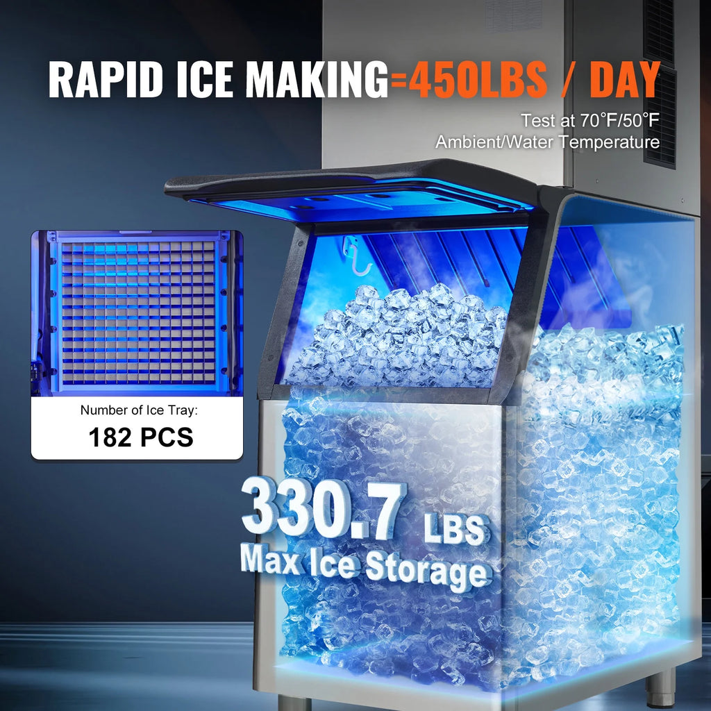 Commercial Ice Maker with Storage Bin Auto Self-Cleaning A268