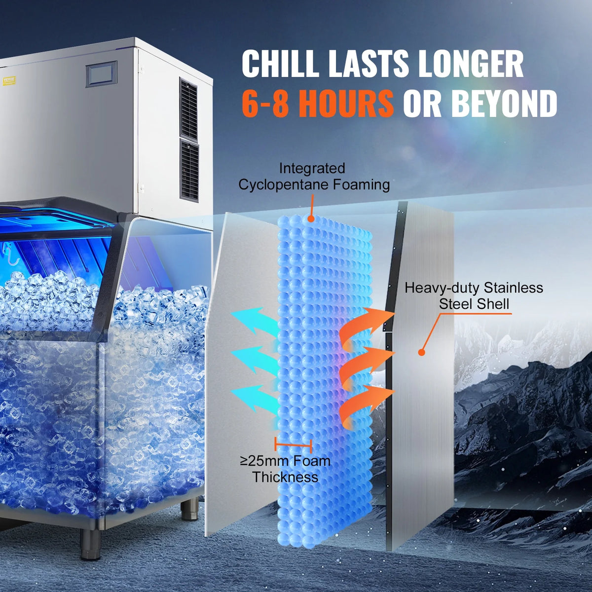 Commercial Ice Maker with Storage Bin Auto Self-Cleaning A268