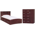 Twin Captains Bed & Tall Chest Wardrobe in Mahogany F8394