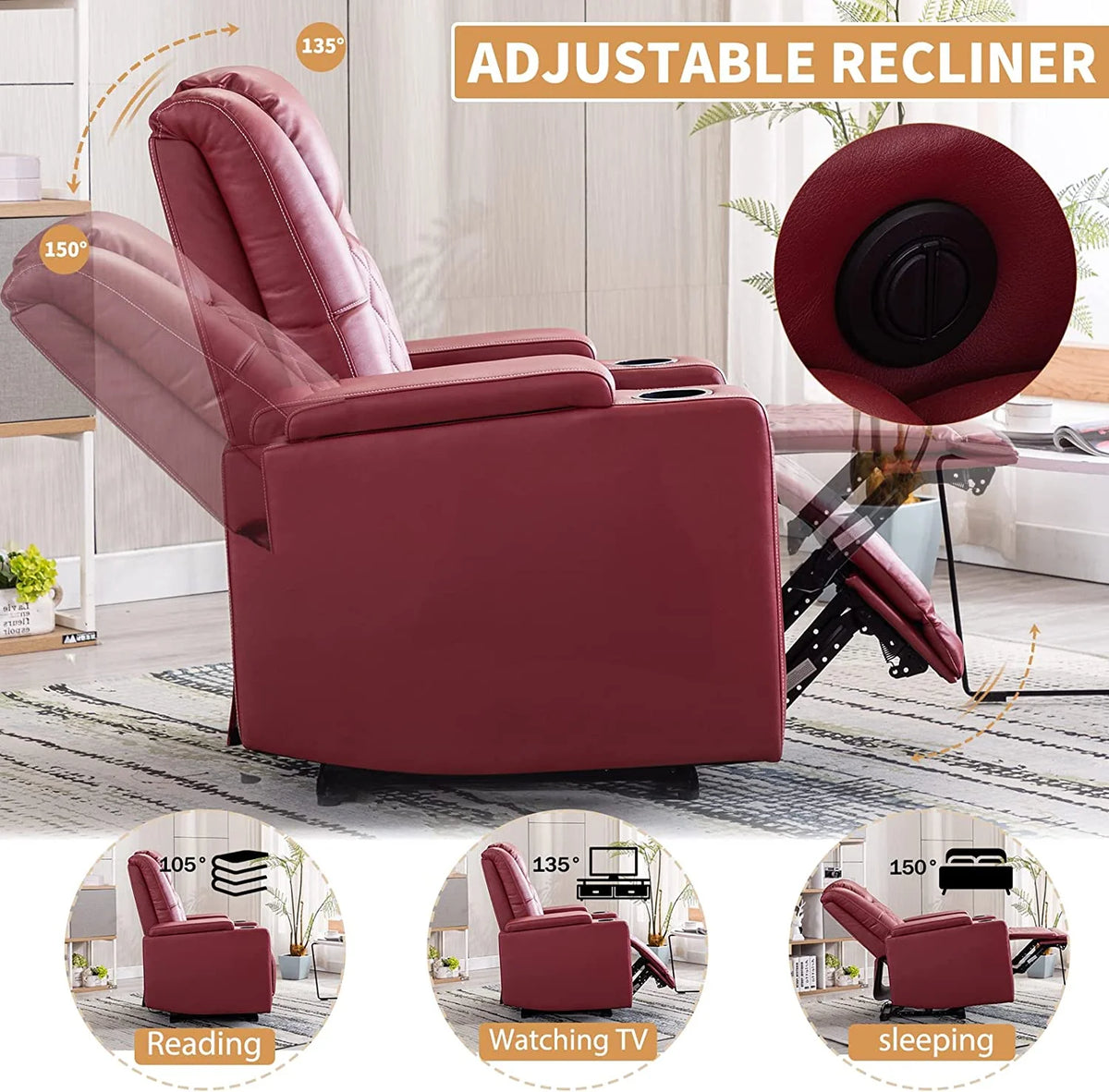 Power Recliner Chair Set of 3 PU Leather Black N33805