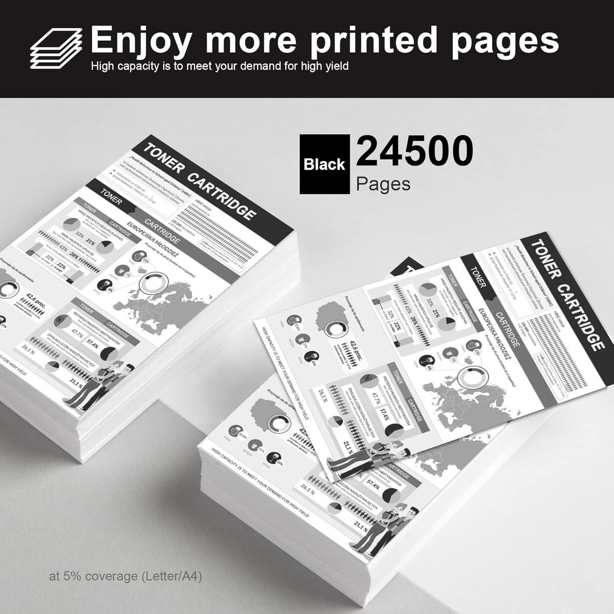 3 Pack Black Toner Cartridge for HP Printers I634