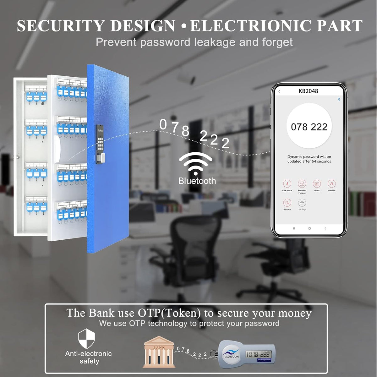 Smart Lock Key Box Wall Mount Metal Key Cabinet T621598