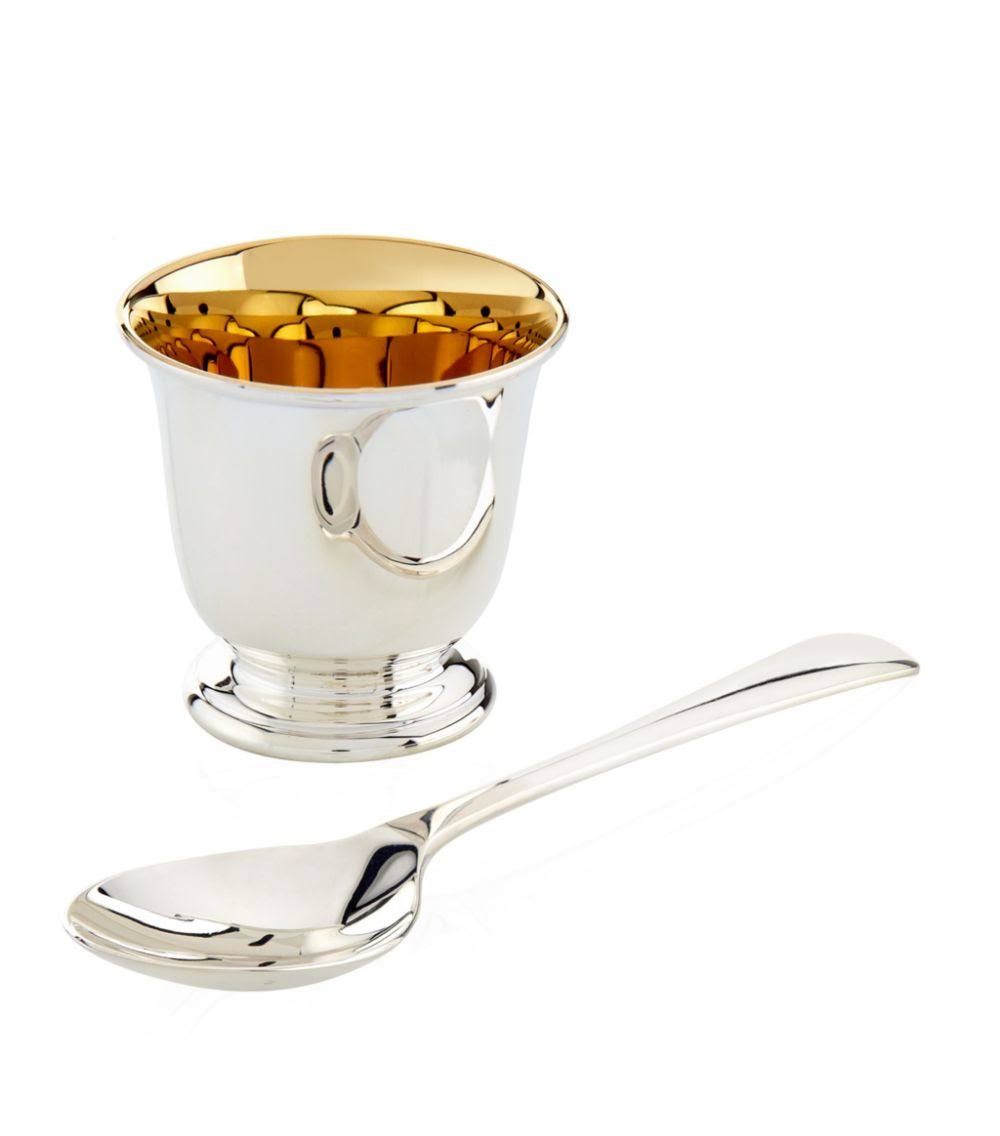 Silver Sterling Silver Egg Cup and Spoon in Presentation Case N15199