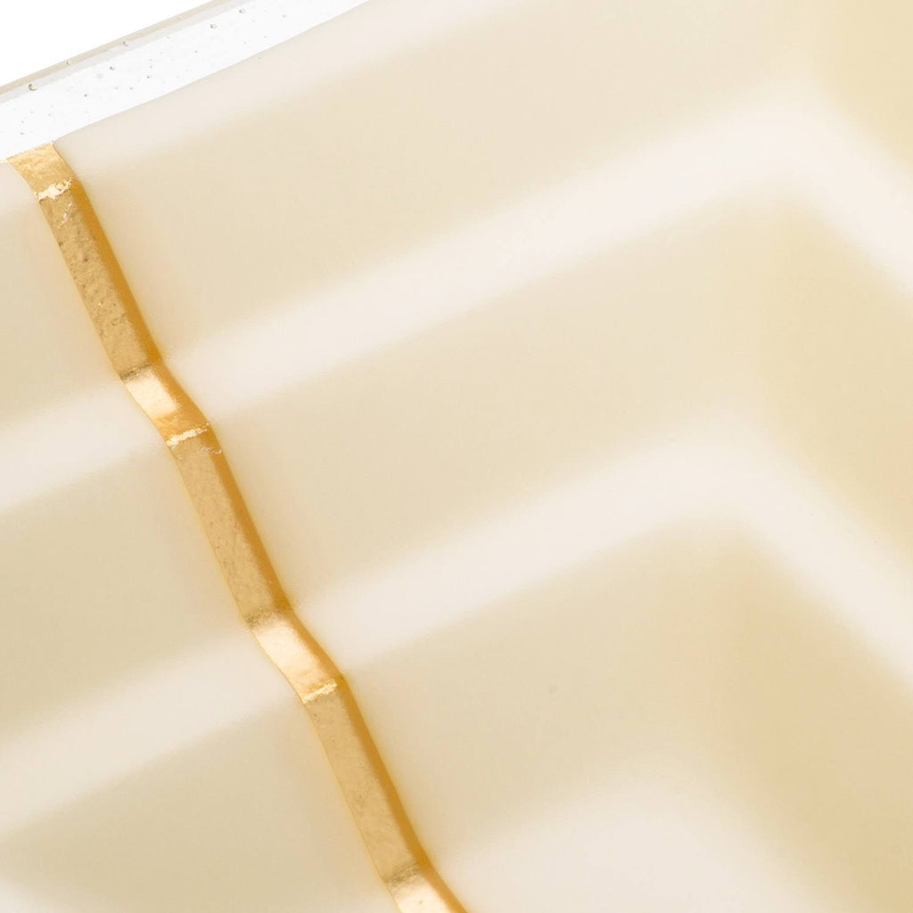 Cream Glass Small Rectangular Sink with Gold Accent P56366