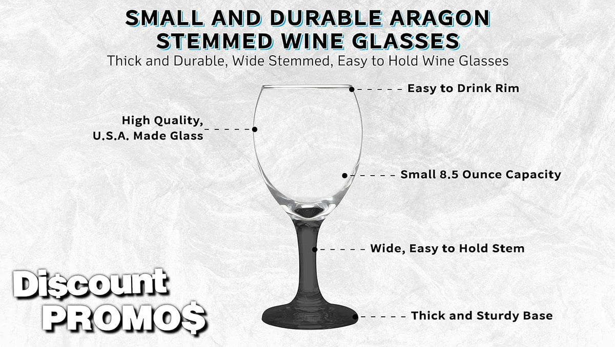 Black 8.5 Oz Wine Glasses Set O456