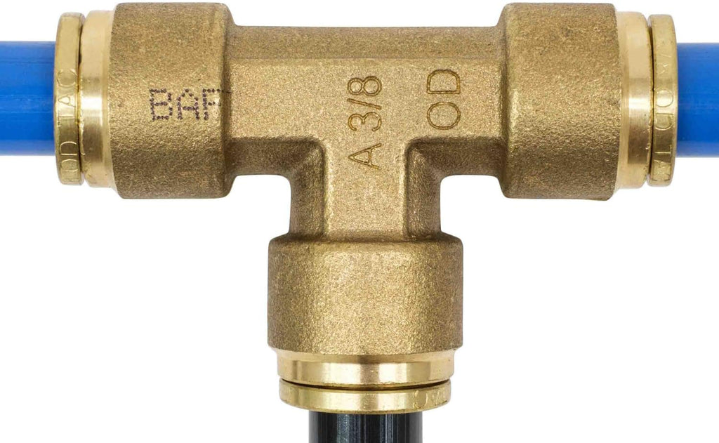 Brass Push to Connect Union Tee Air Brake Tube Fitting, 1/4" Tube OD (5 Pack) P5658
