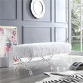Faux Fur Upholstered Bench with Acrylic X-Legs Cream S6536