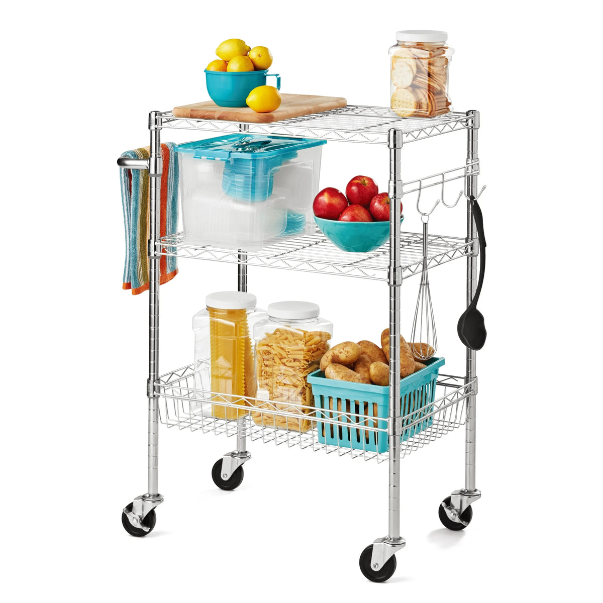 3-Tier Chrome Rolling Cart C5144