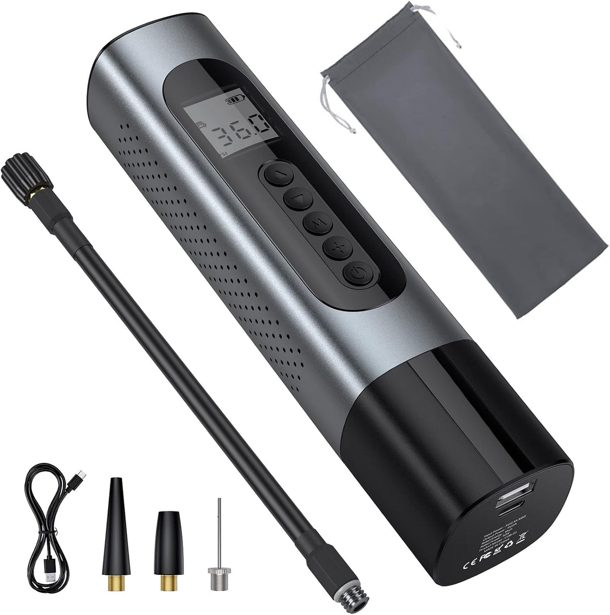 Cordless Portable Air Compressor Tire Inflator 120PSI with Digital Pressure Gauge LED Light Power Bank M748460