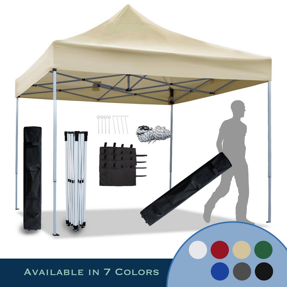 Beige Commercial Steel Instant Canopy Pop-Up Tent A60841