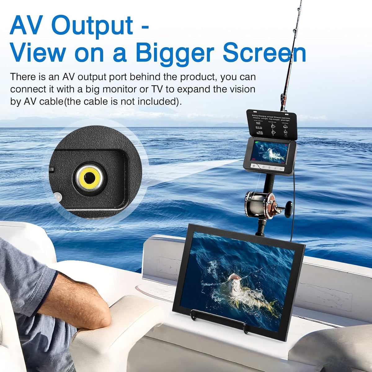 Portable Underwater Fishing Camera with 5 Fish Finder, HD 1000TVL Infrared+ White Lights IP68 Waterproof Camera F907