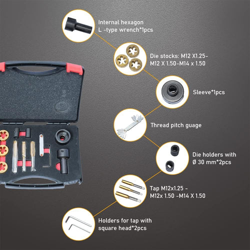 12PC Metric and Standard Tap and Die Set G2189