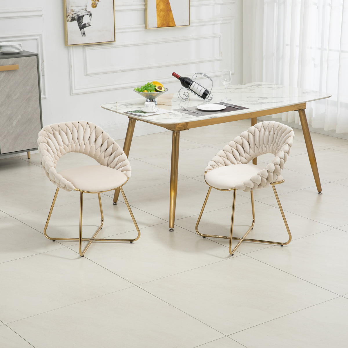 Velvet Accent Chairs Set of 2 with Gold Legs E1283