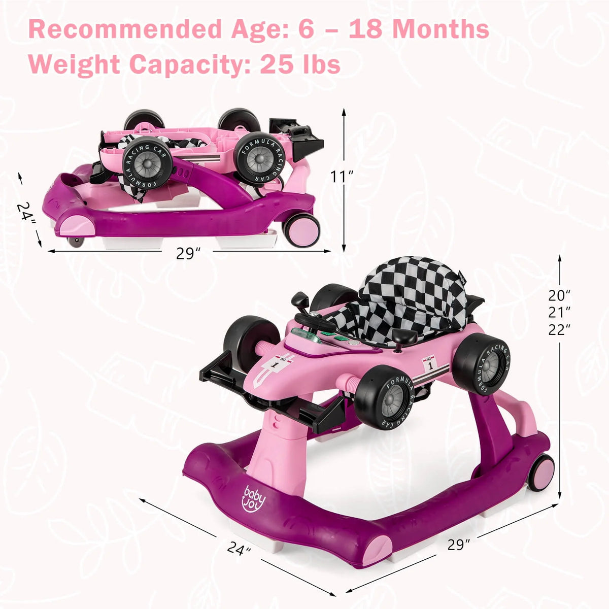 Foldable Adjustable Height Blue Baby Walker M16286