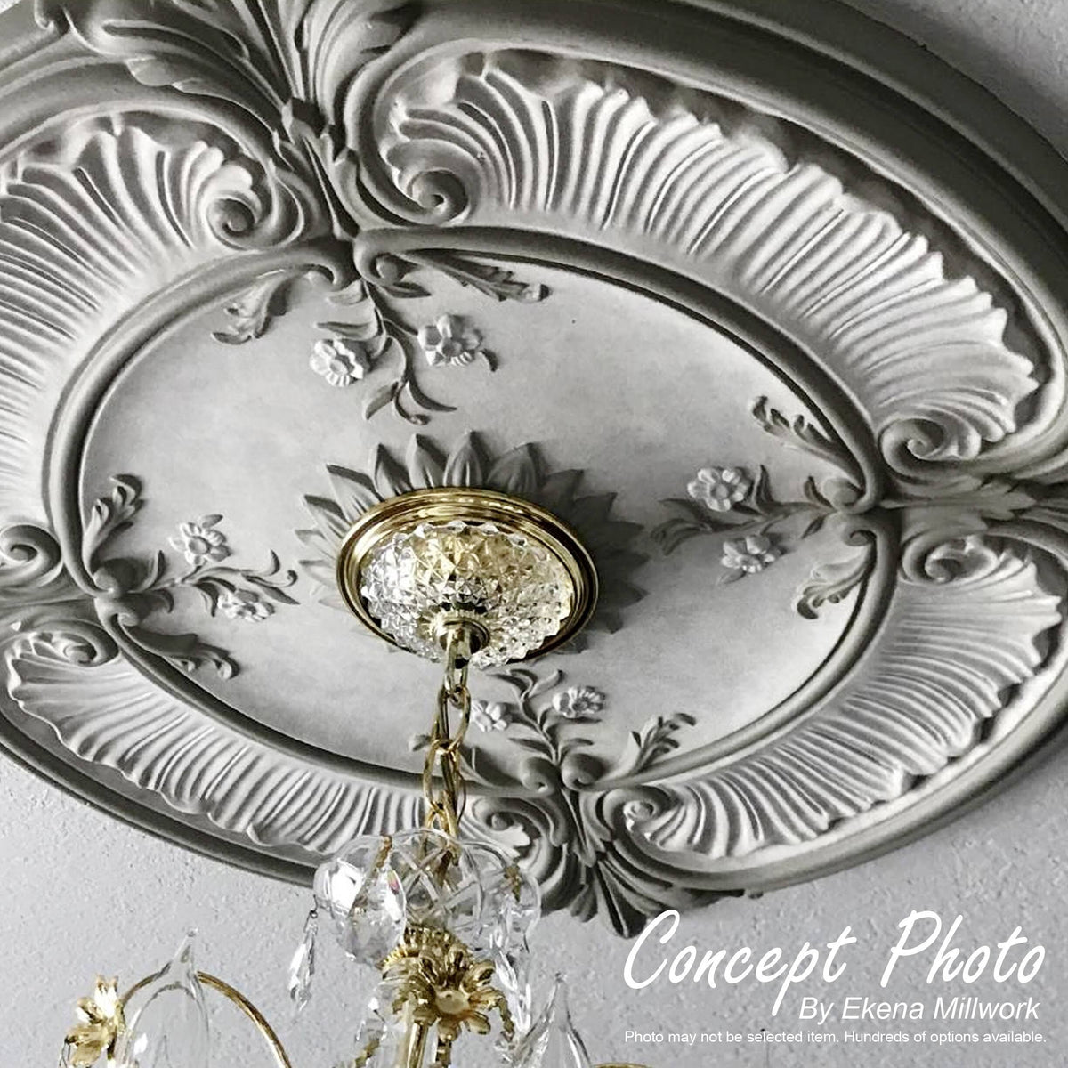 33 1/8x22OD x 3 1/2x22ID x 1 3/8x22P Hand-Painted Ceiling Medallion N92432