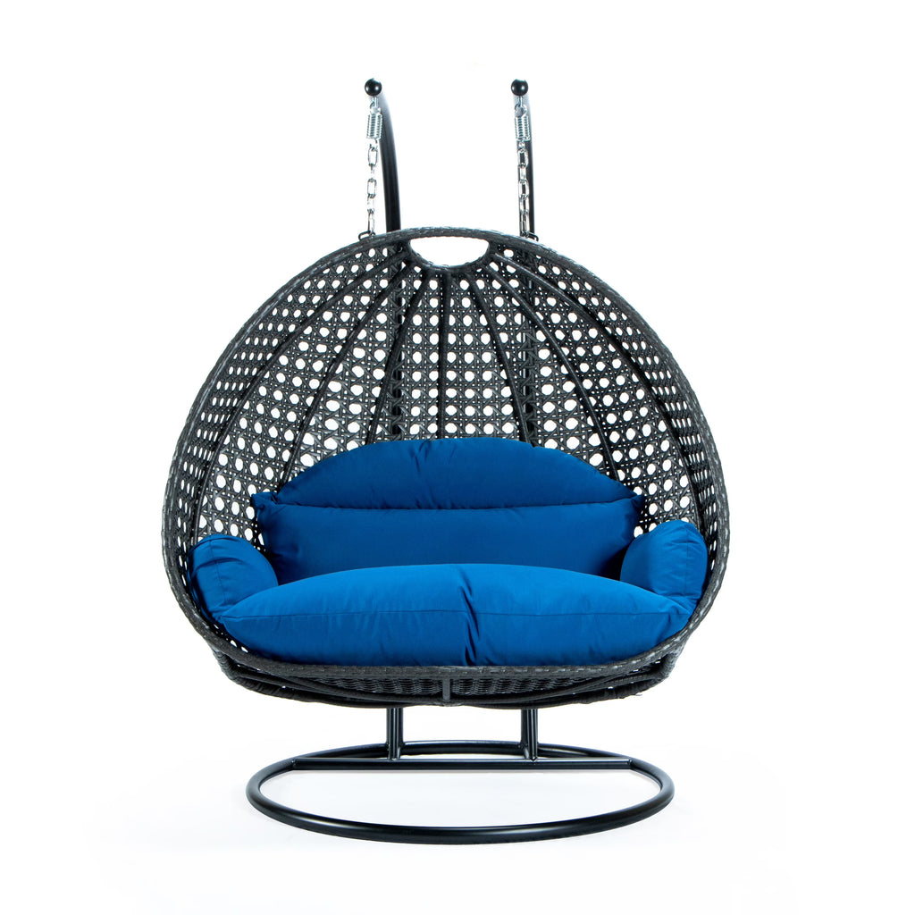 Blue Wicker Hanging Egg-Shaped Swing Chair N972268