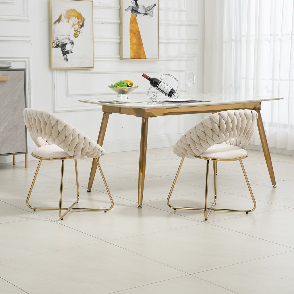 Velvet Accent Chairs Set of 2 with Gold Legs E1283