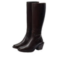 Dark Brown Washed Leather Square Toe Western Boot G125