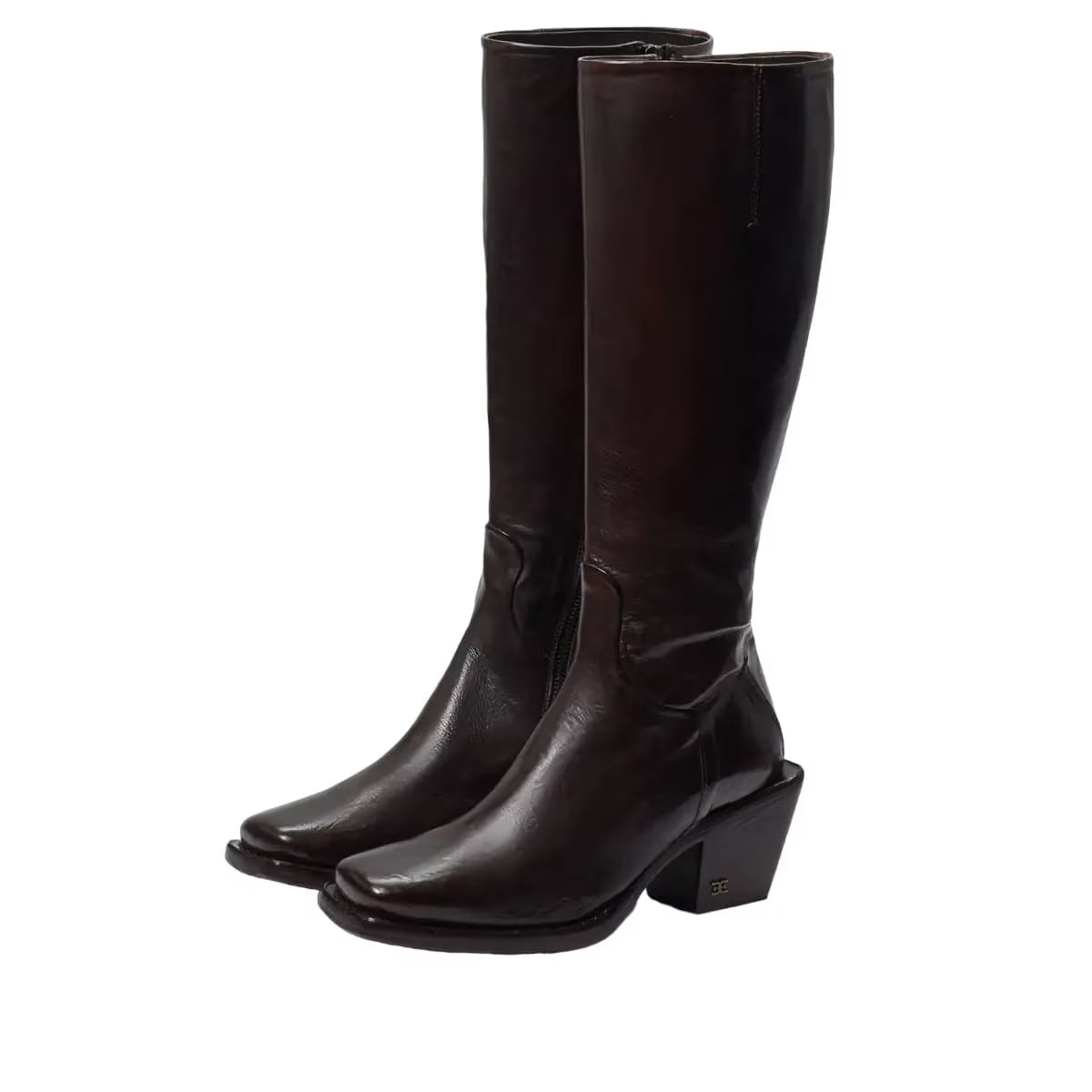 Dark Brown Washed Leather Square Toe Western Boot G125