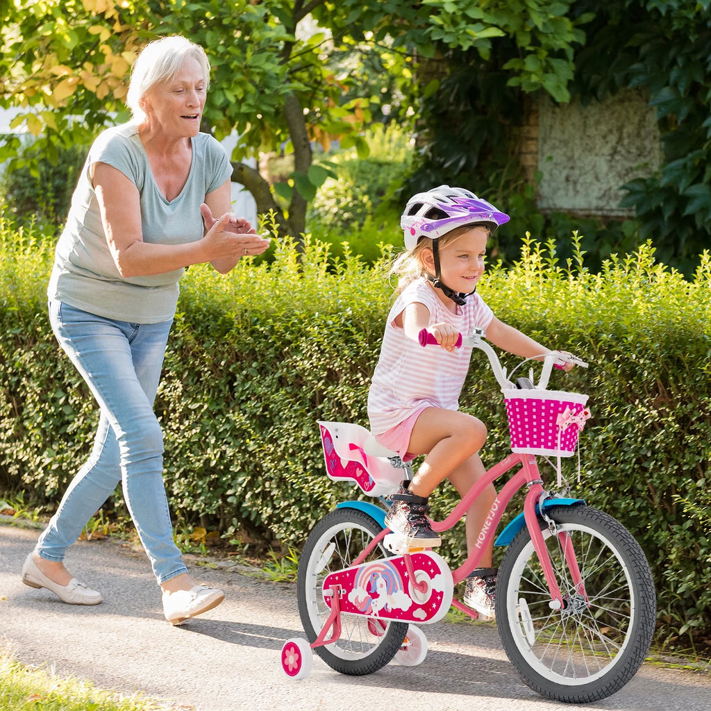 18 Inches Kids Bicycle with Training Wheels and Basket G483