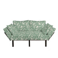 Reseda Green Cream Floral Upholstered Futon Sofa with Metal Frame C92351